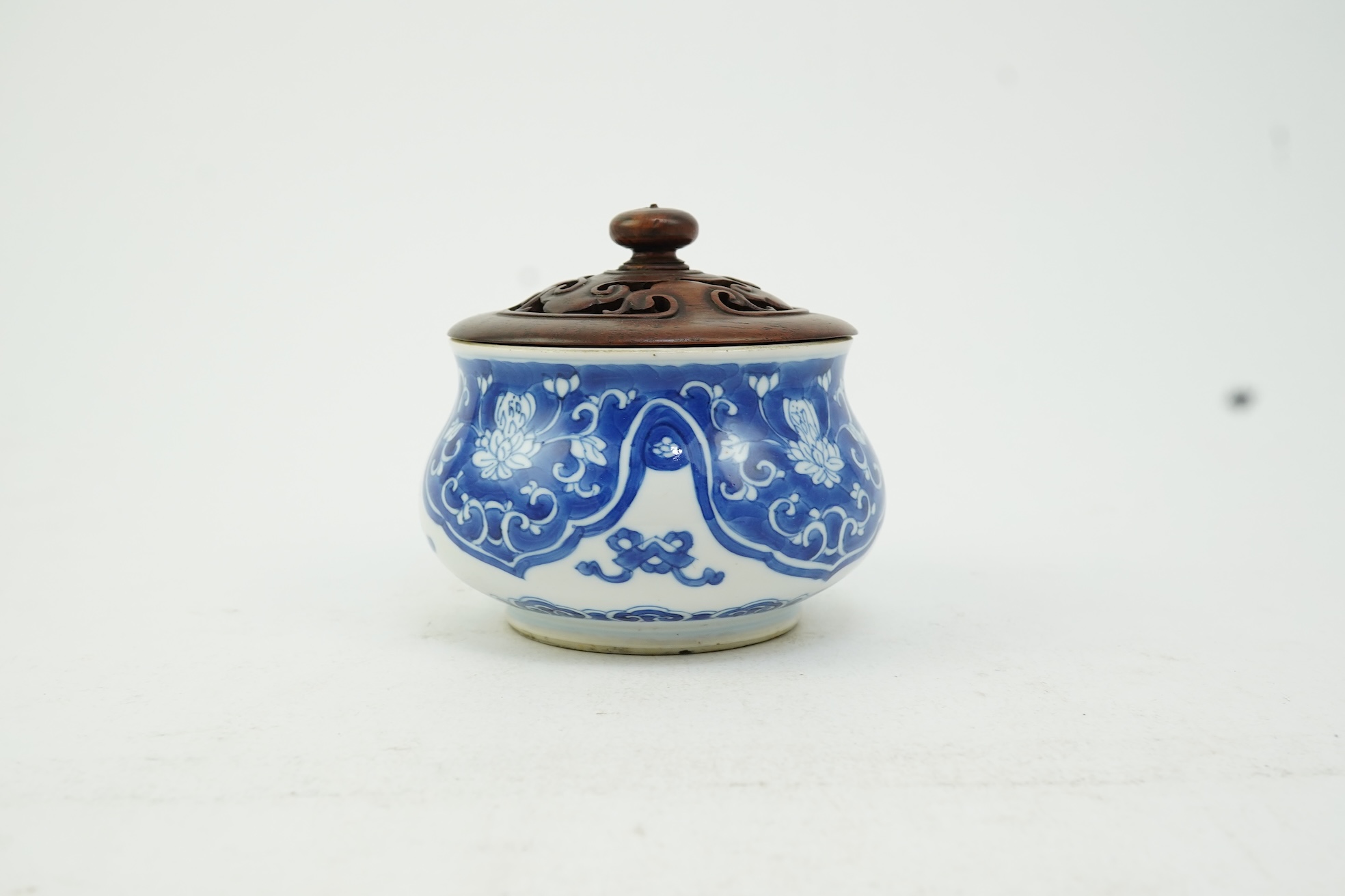 A Chinese blue and white baluster censer, Kangxi period